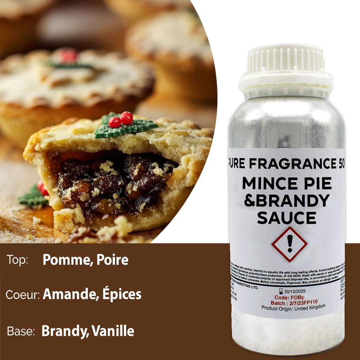 Czysty olejek zapachowy Mince Pie i sos brandy - 500ml