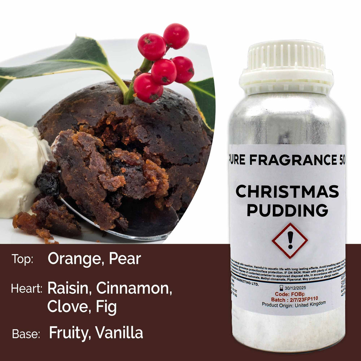 Christmas Pudding Pure Fragrance Oil - 500ml - BLAKK Home Fragrance