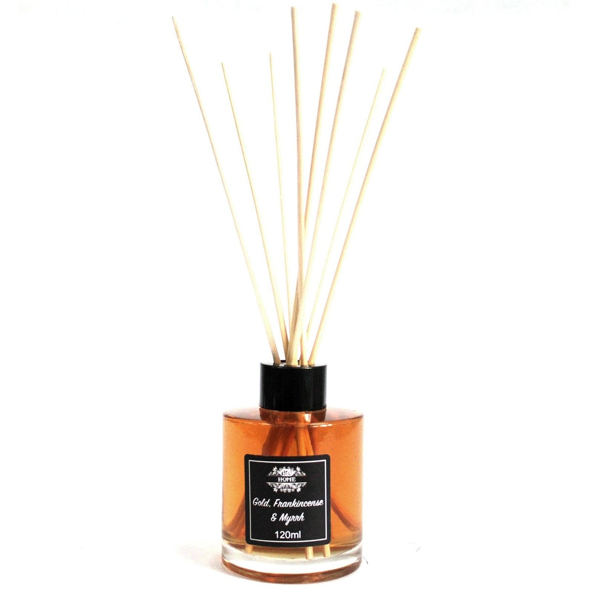 120ml Raumduft-Diffusor mit Rattanstäbchen – Gold, Weihrauch & Myrrhe