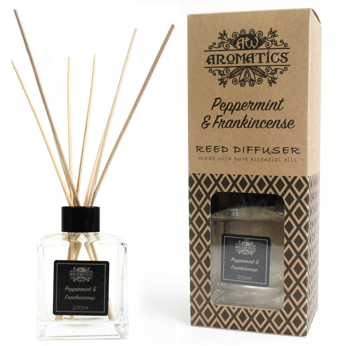 200ml Peppermint & Frankincense Essential Oil Reed Diffuser - BLAKK Home Fragrance
