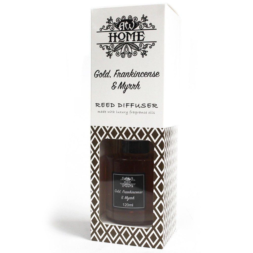 120ml Raumduft-Diffusor mit Rattanstäbchen – Gold, Weihrauch & Myrrhe