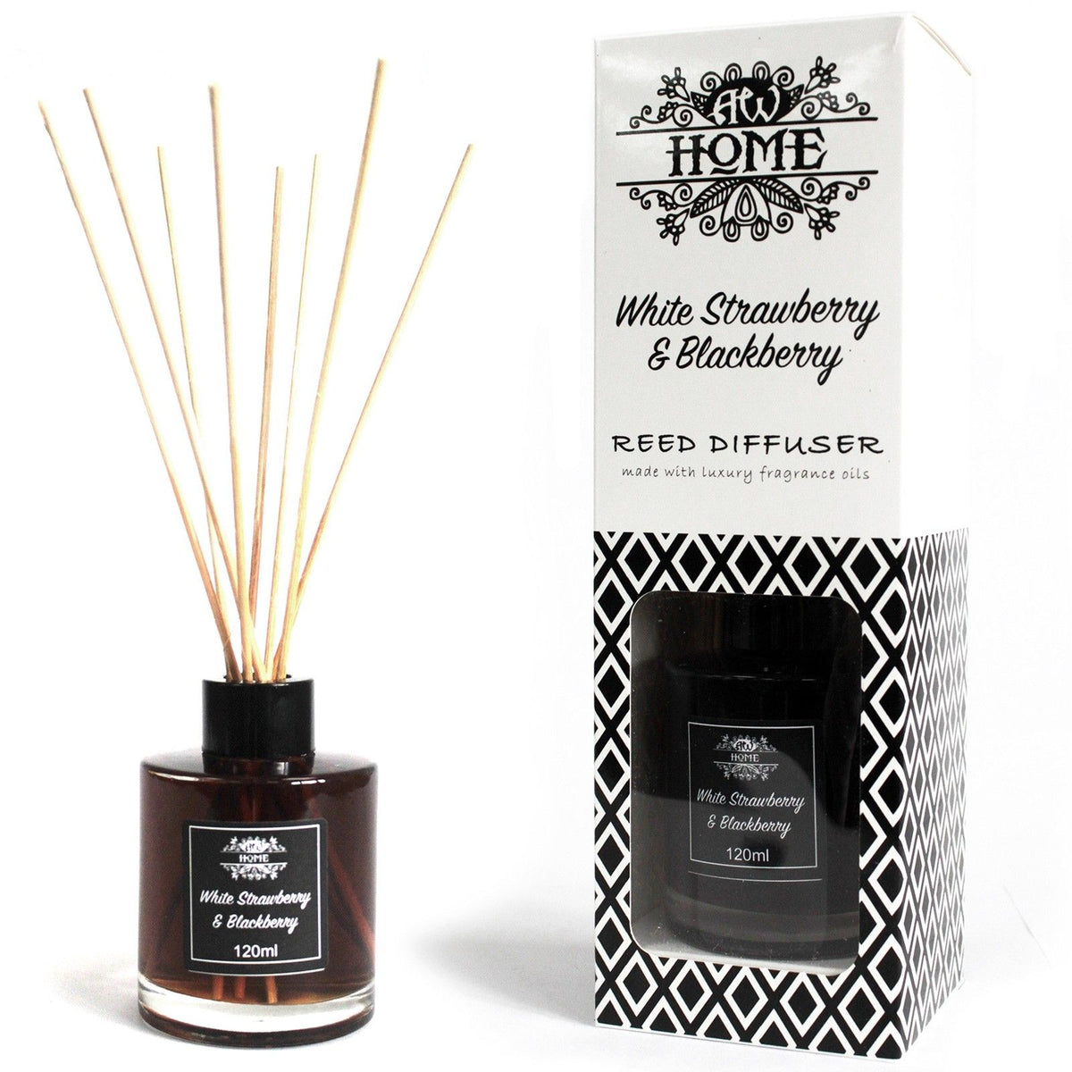 120ml Reed Diffuser - White Strawberry & Blackberry - BLAKK Home Fragrance