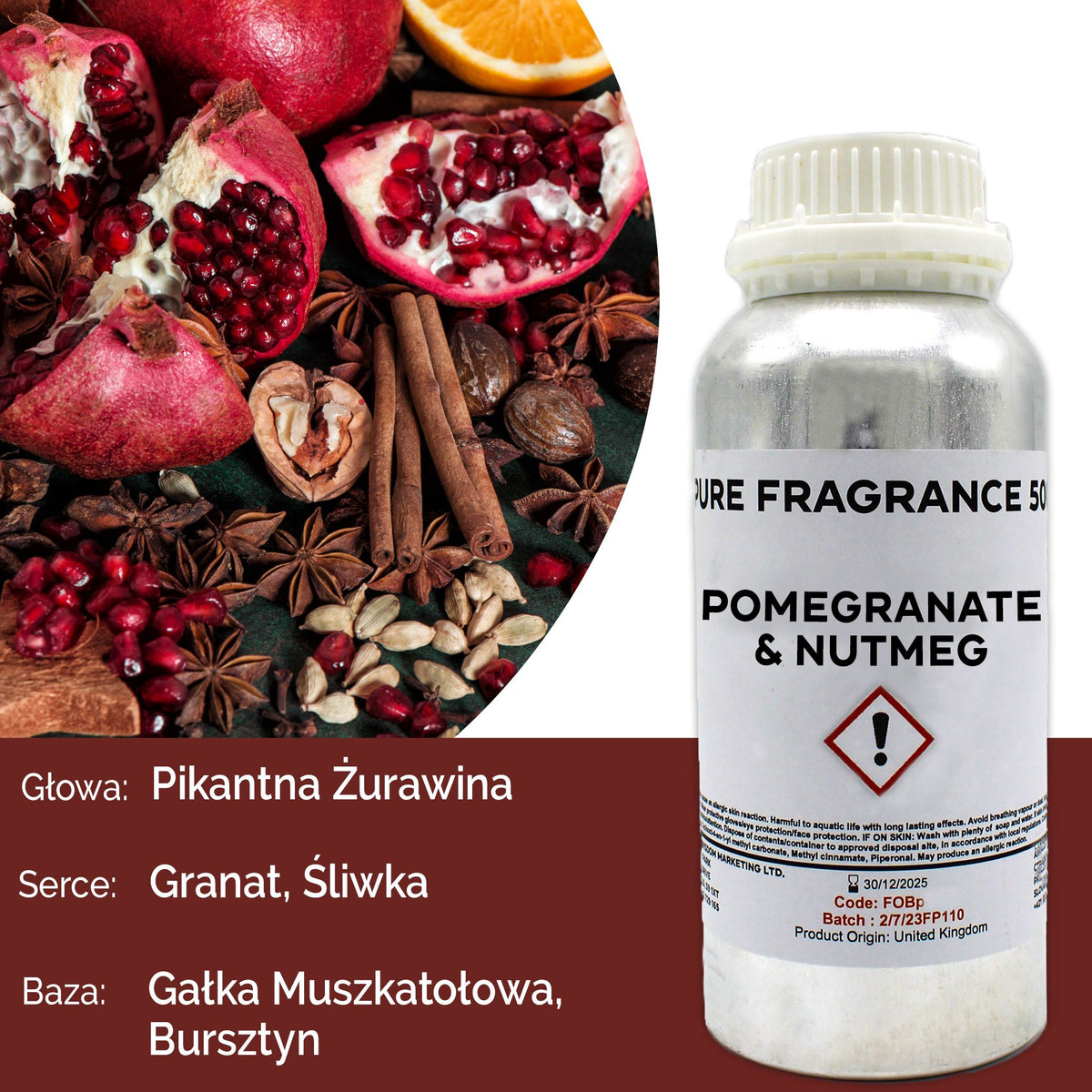 Czysty olejek zapachowy Granat i Gałka muszkatołowa - 500 ml