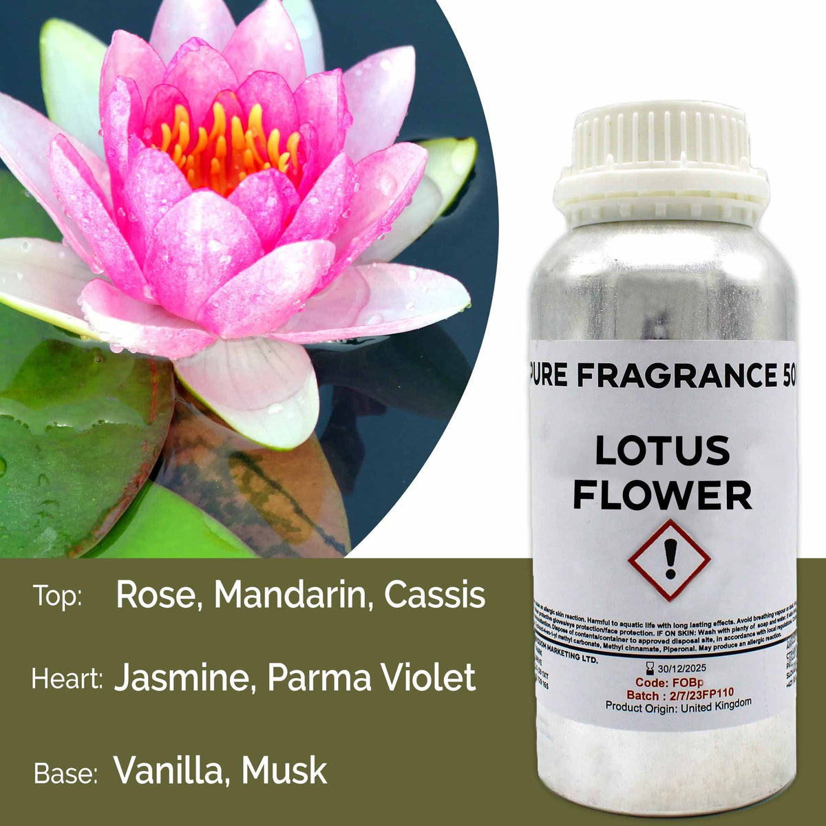 Lotus Flower Pure Fragrance Oil - 500ml - BLAKK Home Fragrance