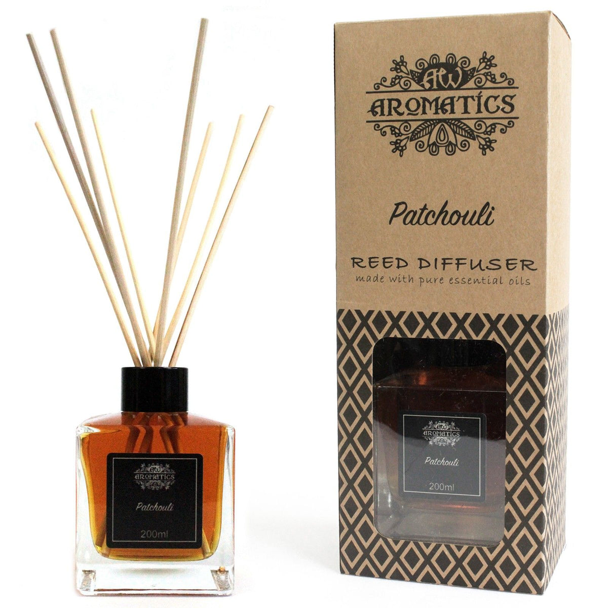 200ml Patchouli Essential Oil Reed Diffuser - BLAKK Home Fragrance