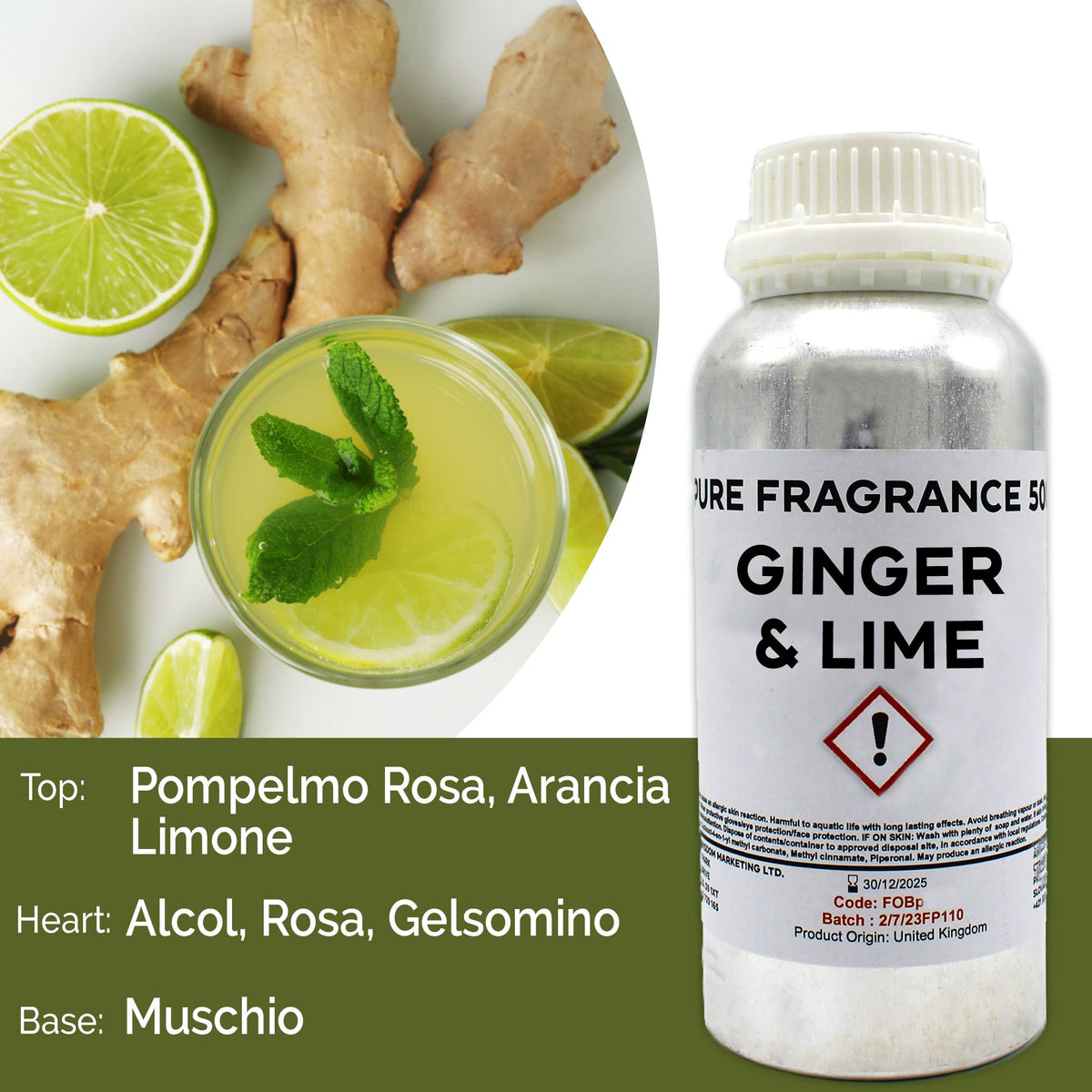 Ingwer & Limette Reines Duftöl - 500ml