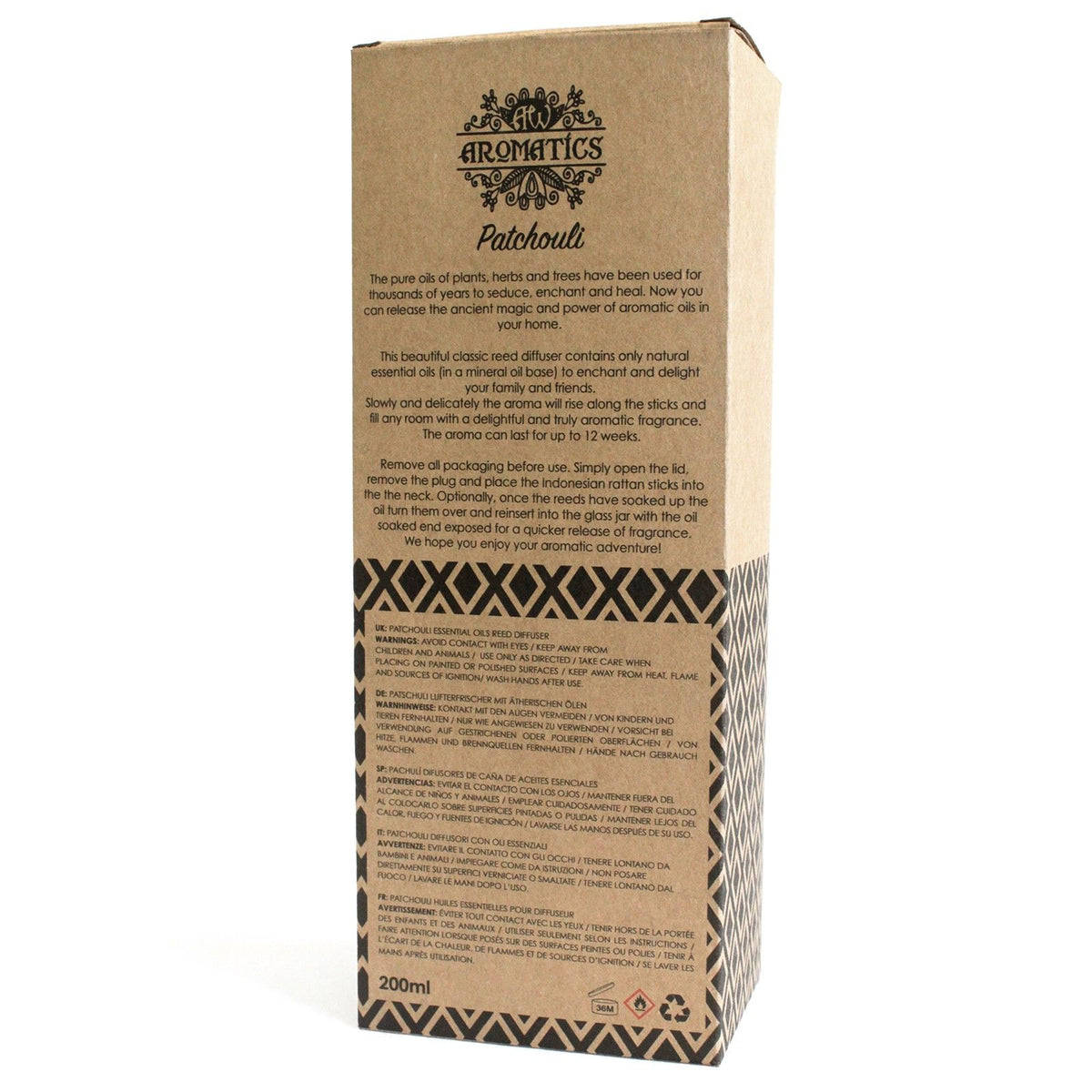 200ml Patchouli Raumduft Diffuser mit Holzstäbchen
