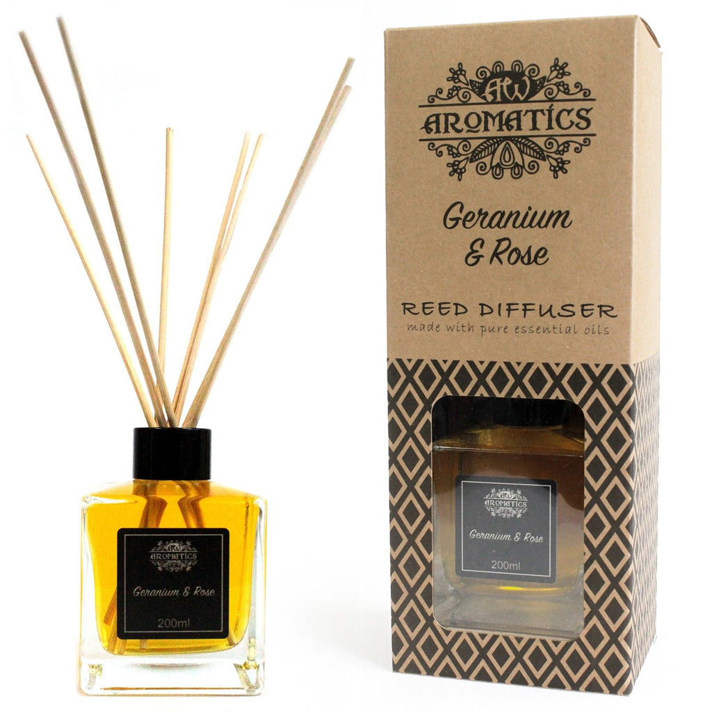 200ml Geranium & Rose Essential Oil Reed Diffuser - BLAKK Home Fragrance