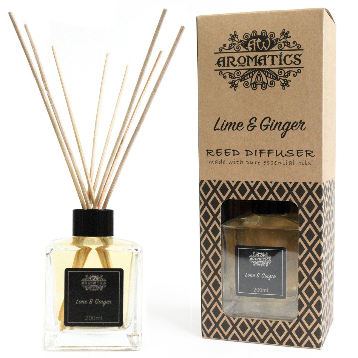 200ml Lime & Ginger Essential Oil Reed Diffuser - BLAKK Home Fragrance