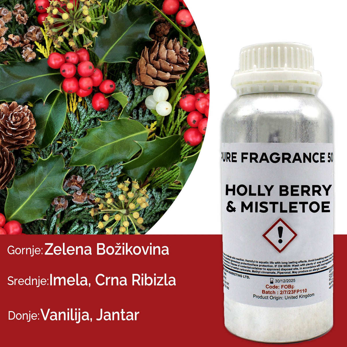 Czysty olejek zapachowy Holly Berry & Mistletoe - 500ml