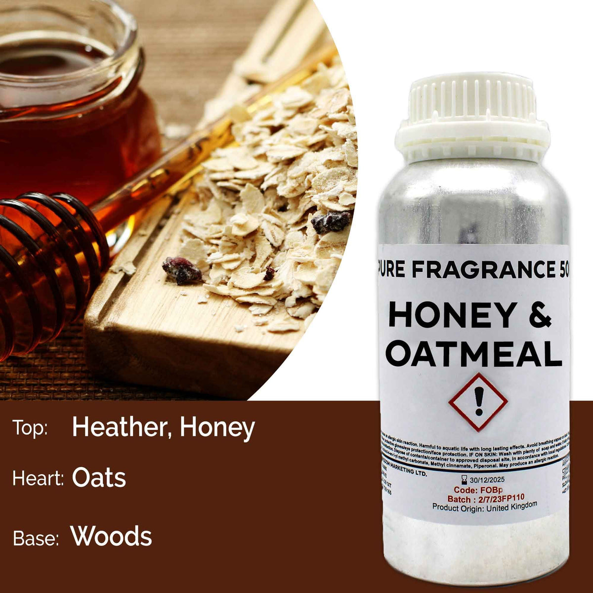 Honey & Oatmeal Pure Fragrance Oil - 500ml - BLAKK Home Fragrance