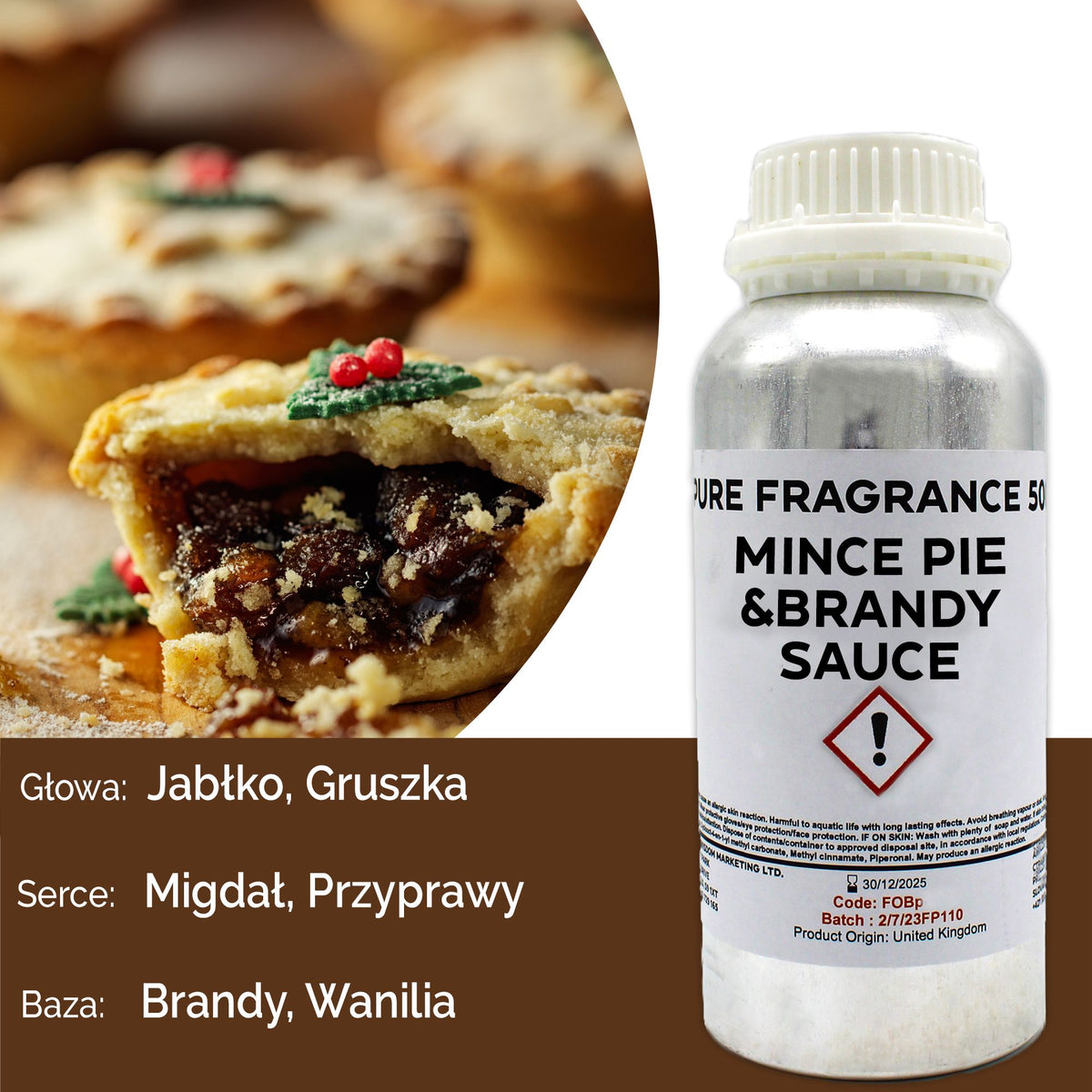 Czysty olejek zapachowy Mince Pie i sos brandy - 500ml