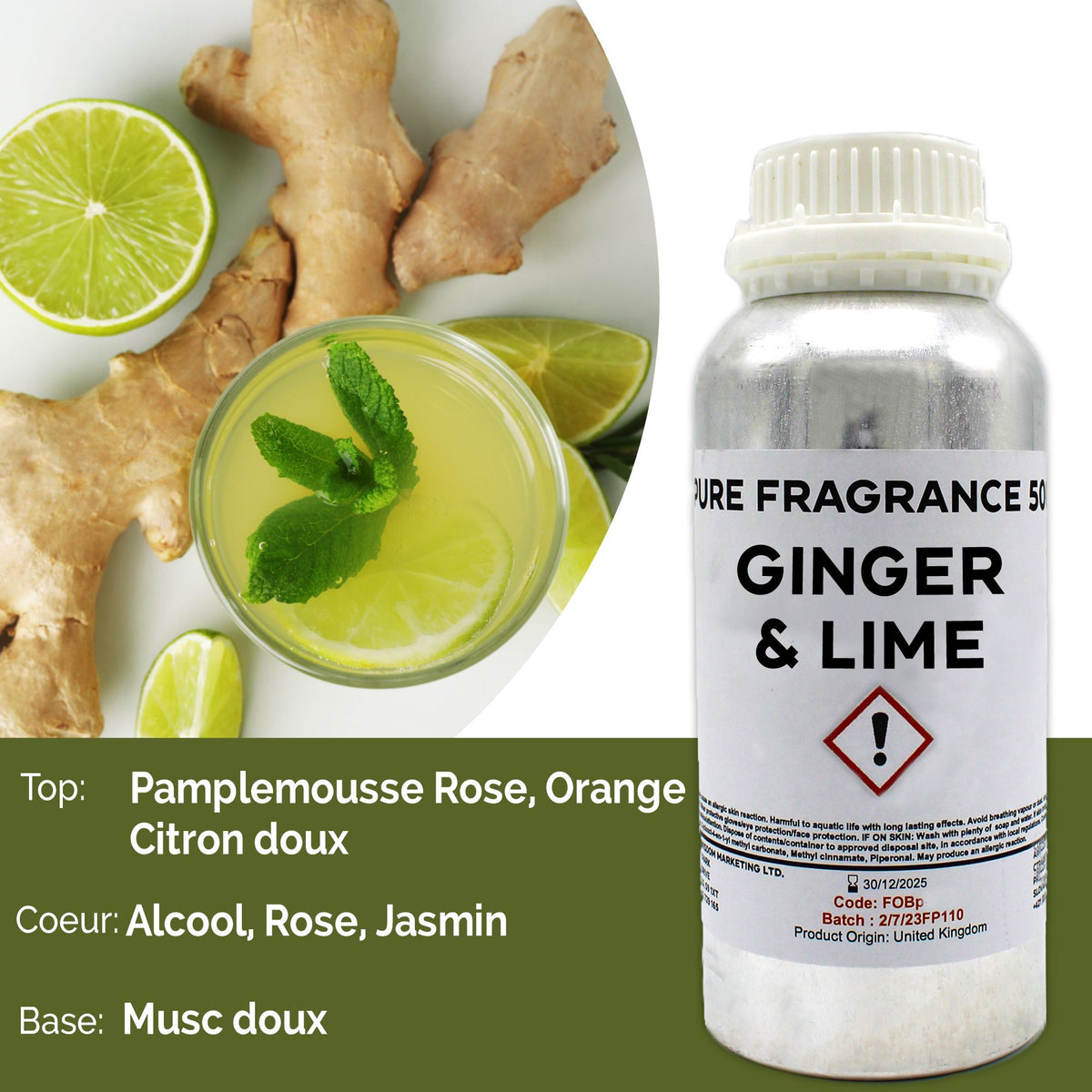 Ingwer & Limette Reines Duftöl - 500ml