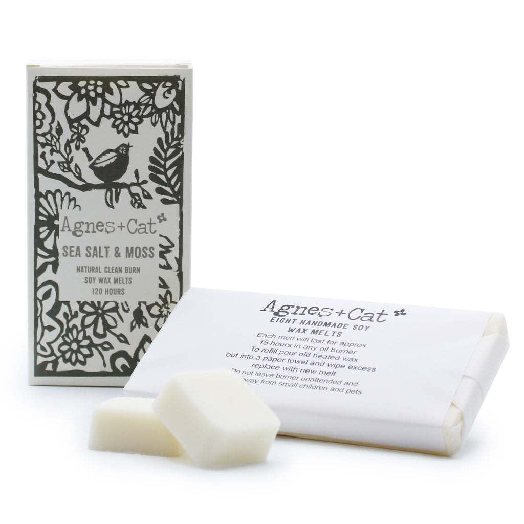 Agnes + Cat Box of 8 Wax Melts - Seasalt + Moss - BLAKK Home Fragrance