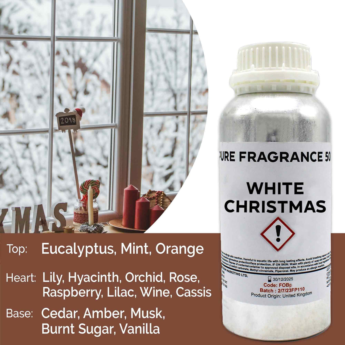 White Christmas Pure Fragrance Oil - 500ml - BLAKK Home Fragrance