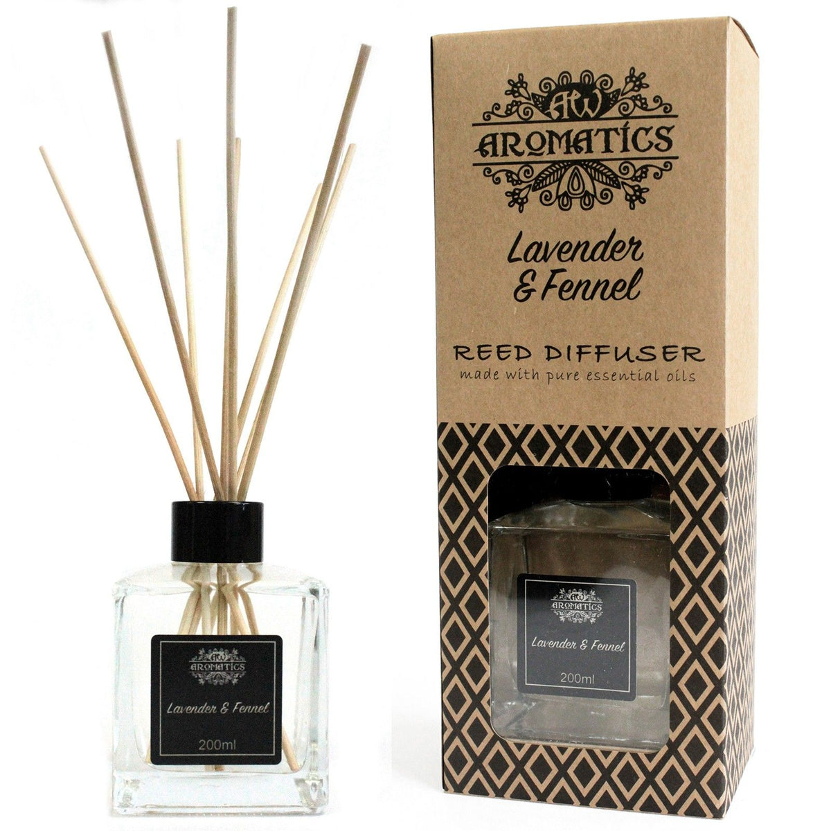 200ml Lavender & Fennel Essential Oil Reed Diffuser - BLAKK Home Fragrance