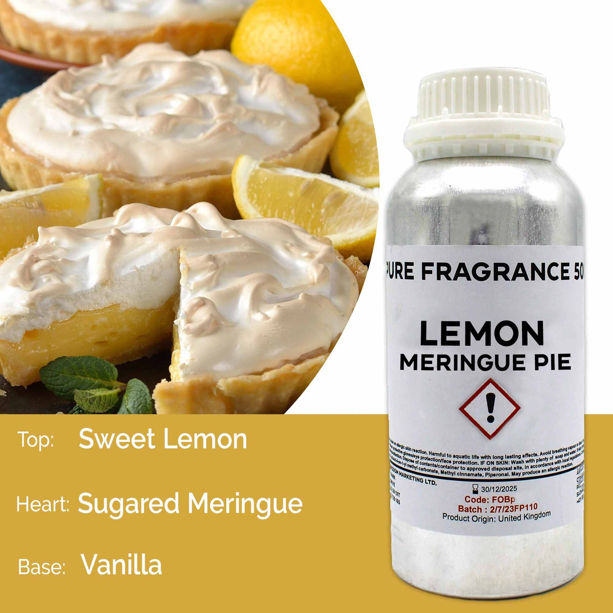 Lemon Meringue Pie Pure Fragrance Oil - 500ml - BLAKK Home Fragrance