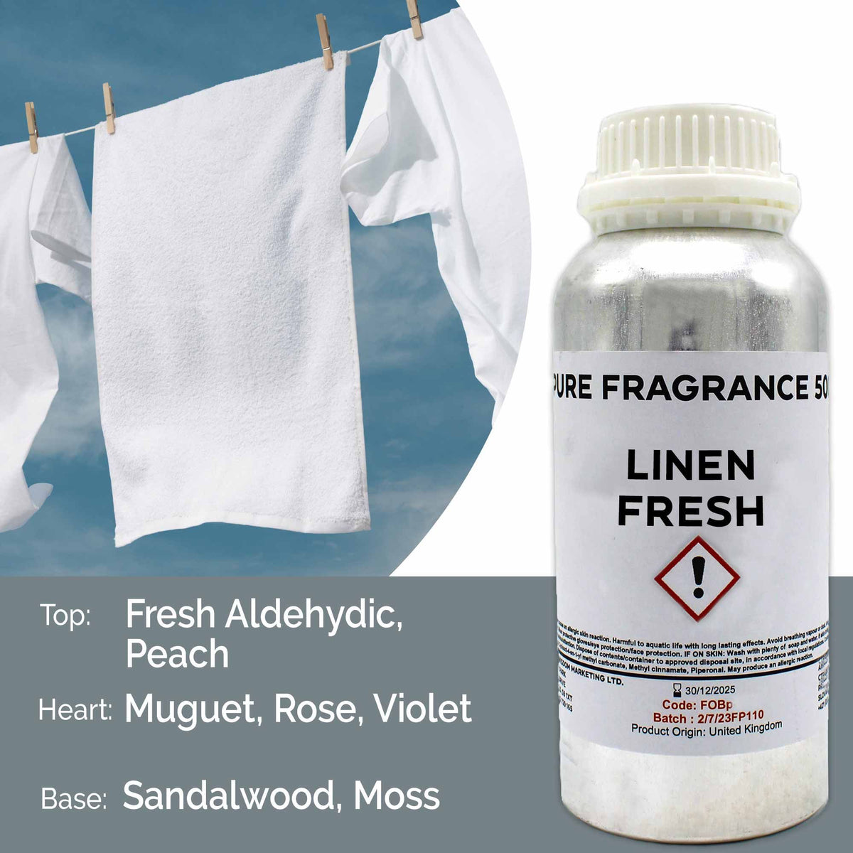 Linen Fresh Pure Fragrance Oil - 500ml - BLAKK Home Fragrance