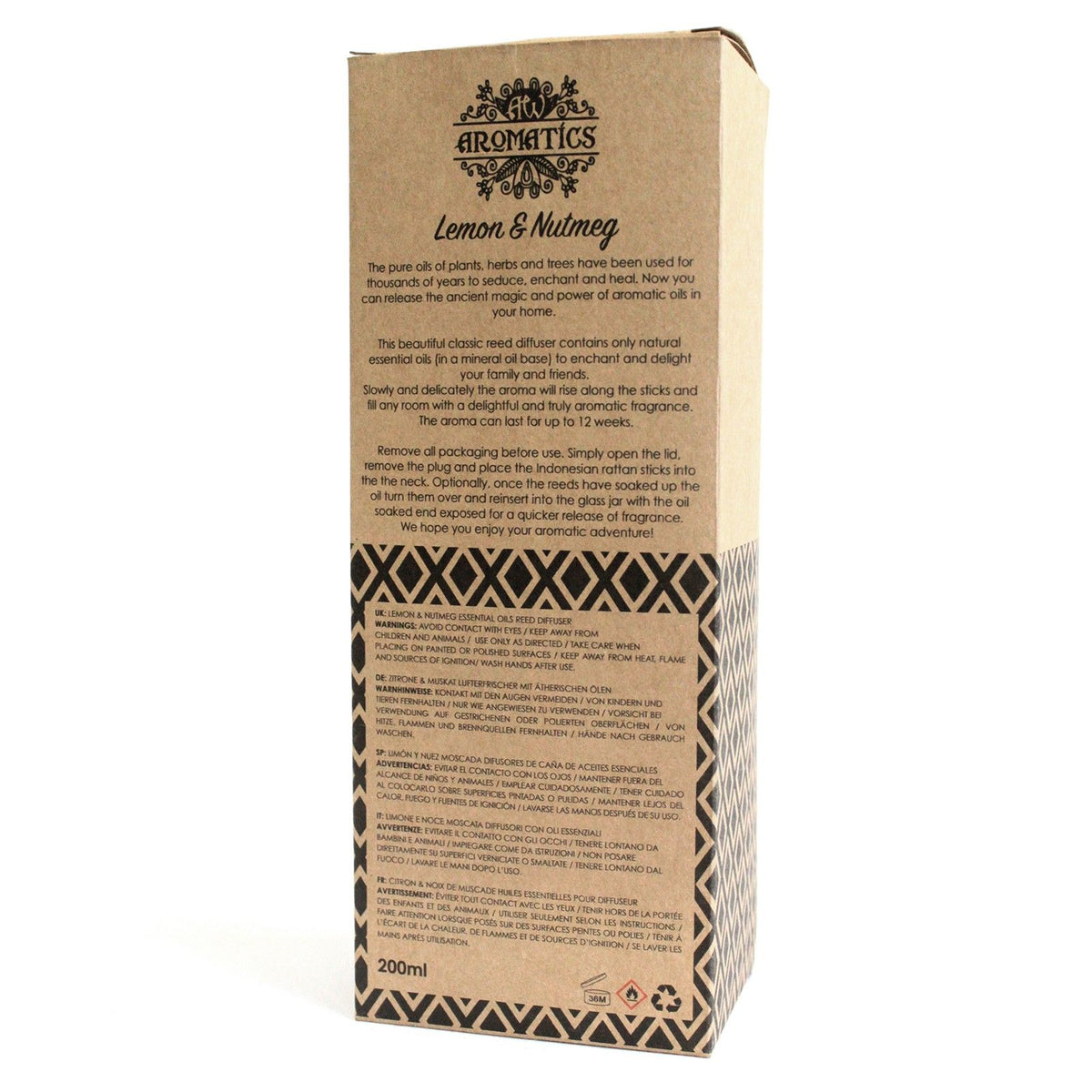 200ml Zitronen- & Muskatnuss-Diffuser mit ätherischen Ölen